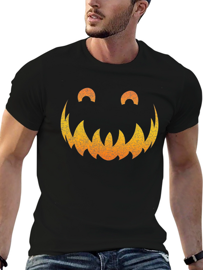 Spooky Pumpkin Face Graphic Tee - Halloween Shirt