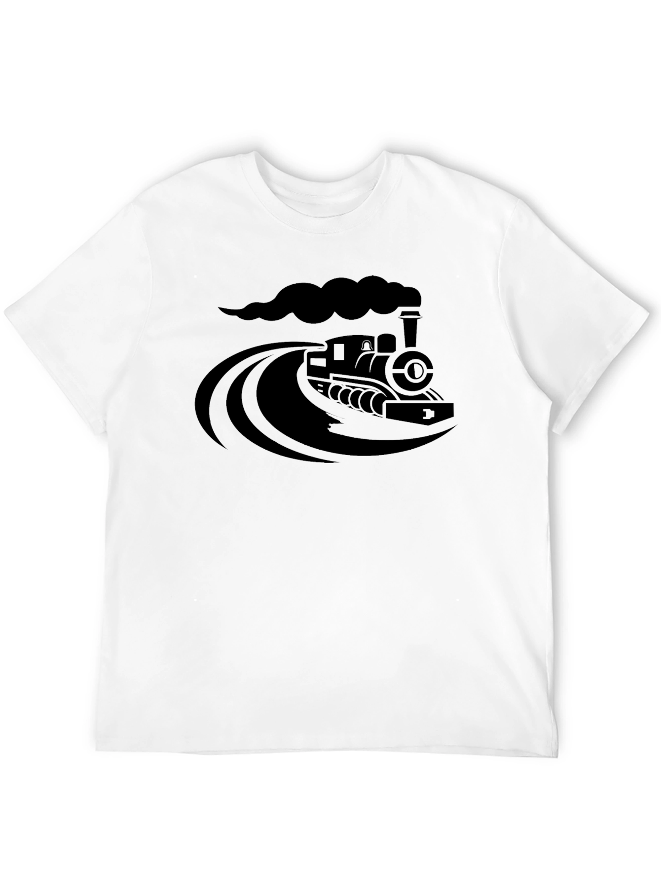 Steam Train Graphic Tee - Classic Black Cotton T-Shirt