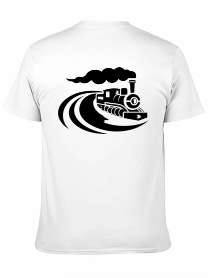 Steam Train Graphic Tee - Classic Black Cotton T-Shirt