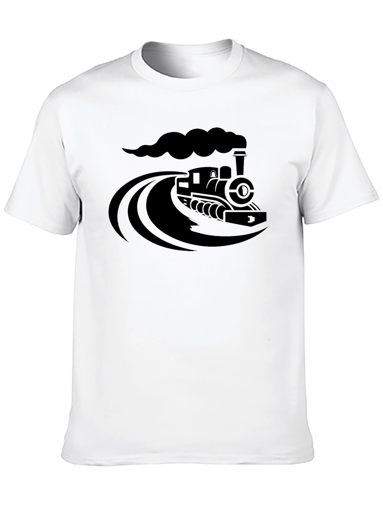 Steam Train Graphic Tee - Classic Black Cotton T-Shirt