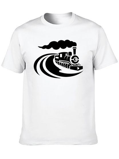 Steam Train Graphic Tee - Classic Black Cotton T-Shirt