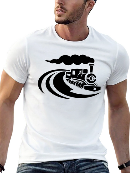 Steam Train Graphic Tee - Classic Black Cotton T-Shirt