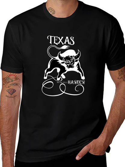 Texas Bull Graphic Print Mens T-Shirt