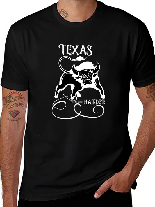 Texas Bull Graphic Print Mens T-Shirt