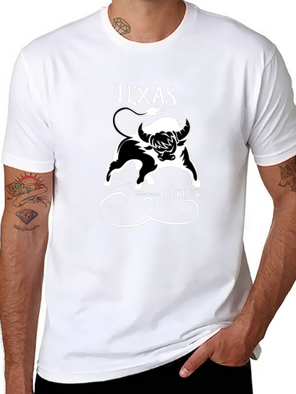 Texas Bull Graphic Print Mens T-Shirt
