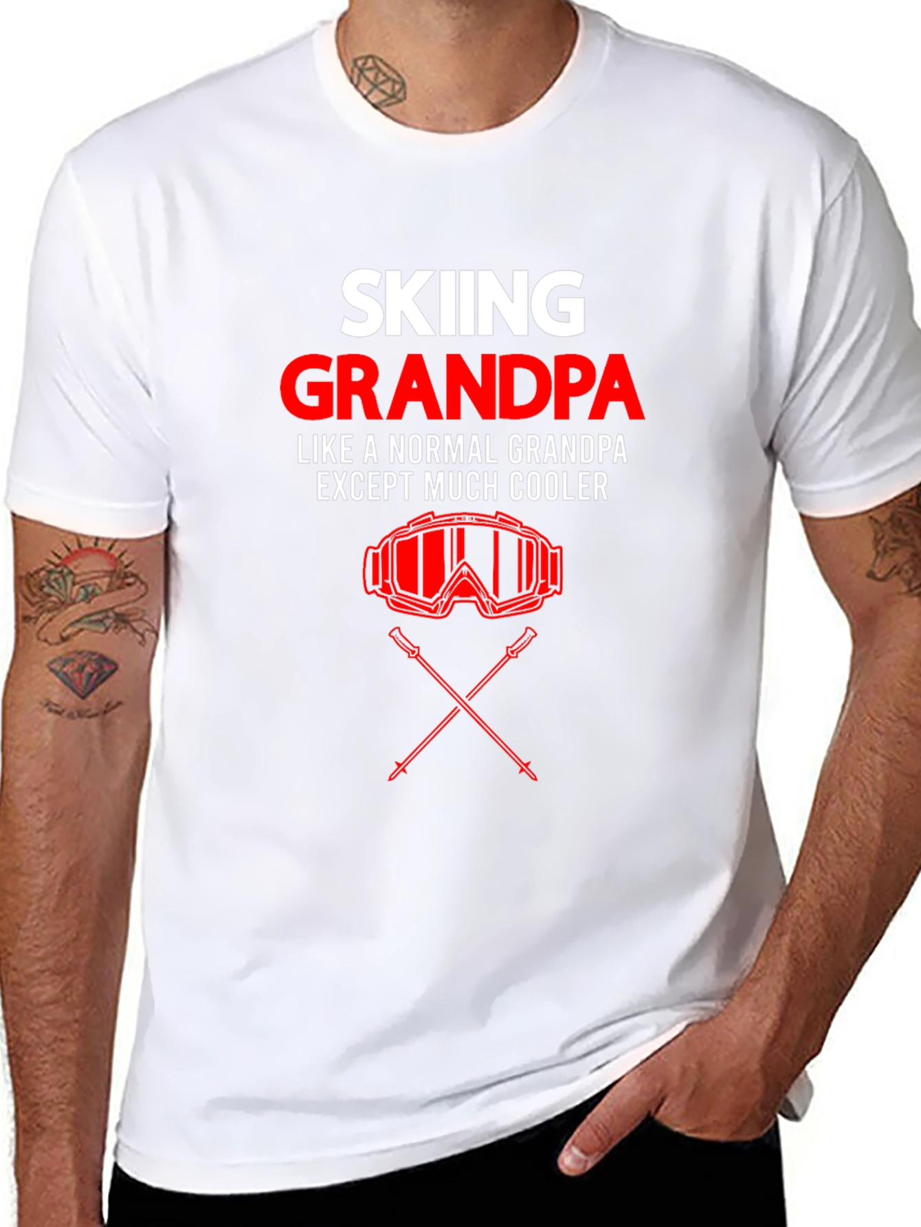 Skiing Grandpa T-Shirt - Cool Grandfather Gift