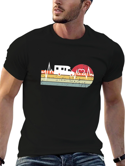 Retro Camping RV Heartbeat T-Shirt