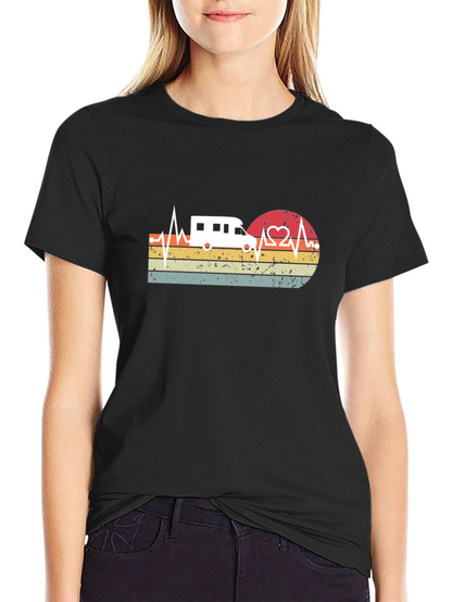 Retro Camping RV Heartbeat T-Shirt