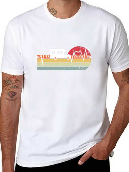 Retro Camping RV Heartbeat T-Shirt
