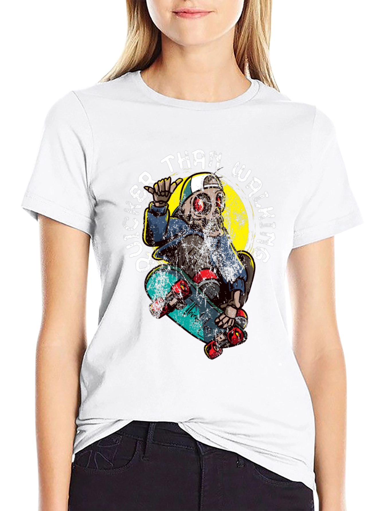 Skateboard Skeleton Graphic T-Shirt