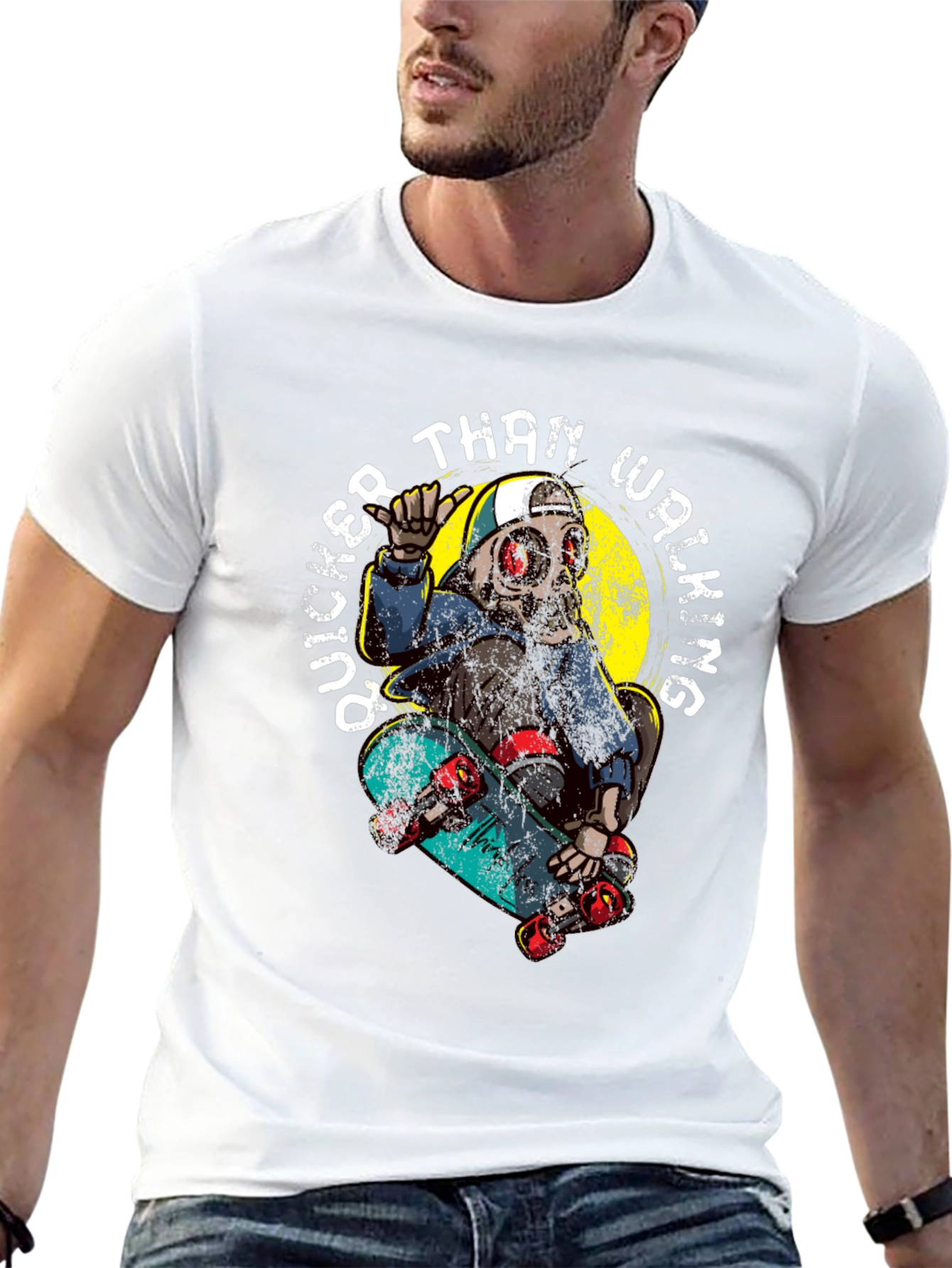 Skateboard Skeleton Graphic T-Shirt