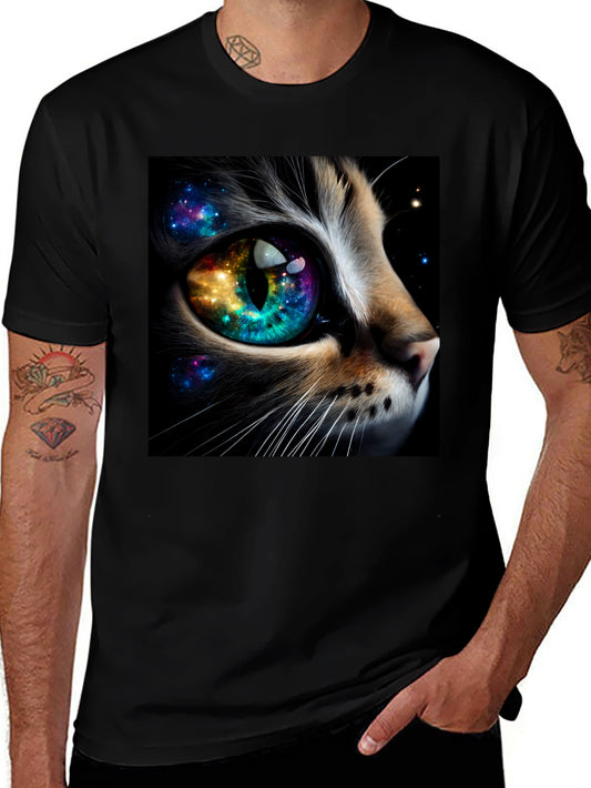 Cosmic Cat Eye T-Shirt - Unique Galaxy Design