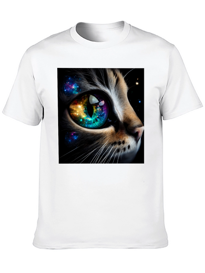 Cosmic Cat Eye T-Shirt - Unique Galaxy Design