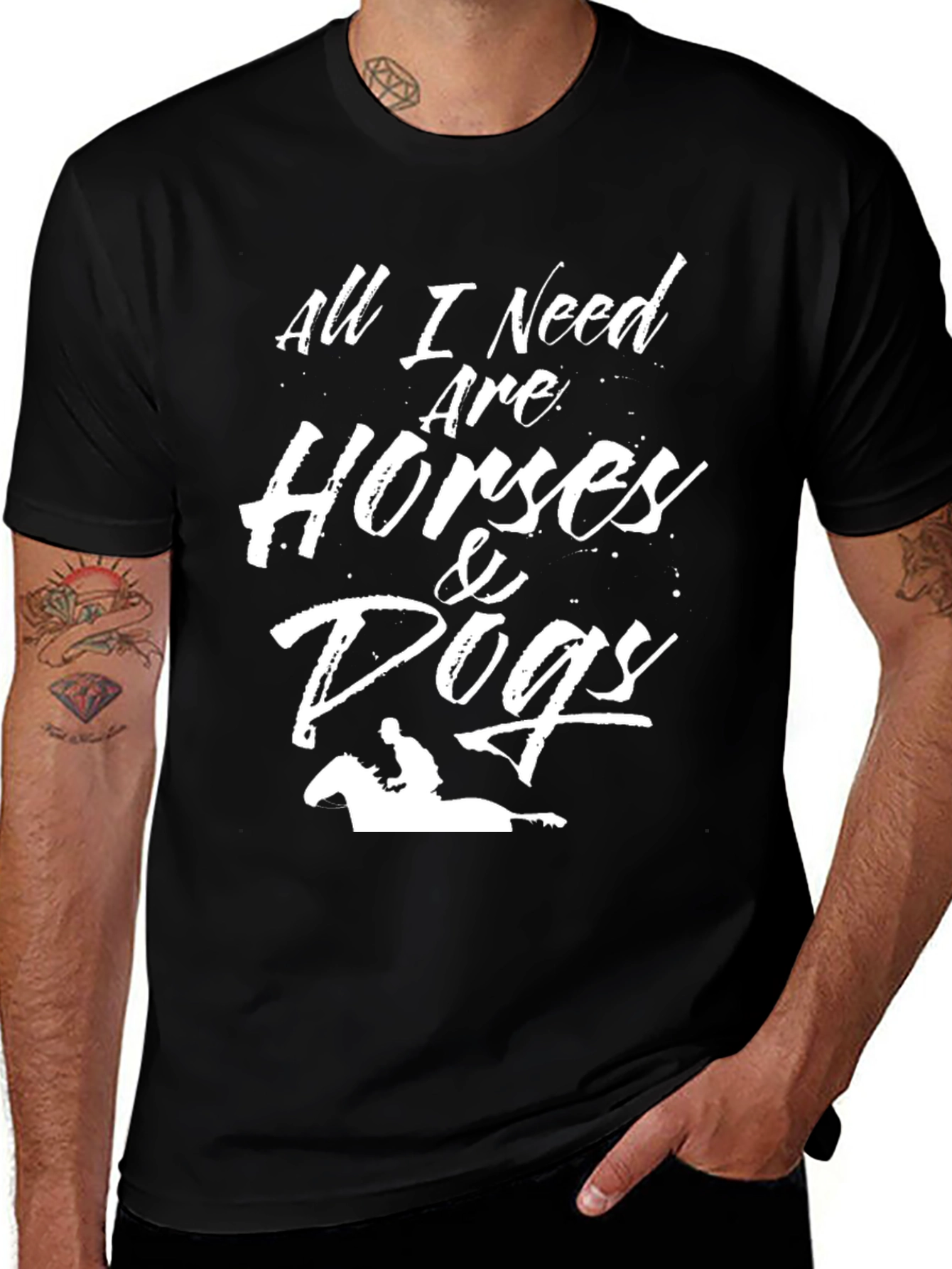 Horses & Dogs Graphic Tee - Black