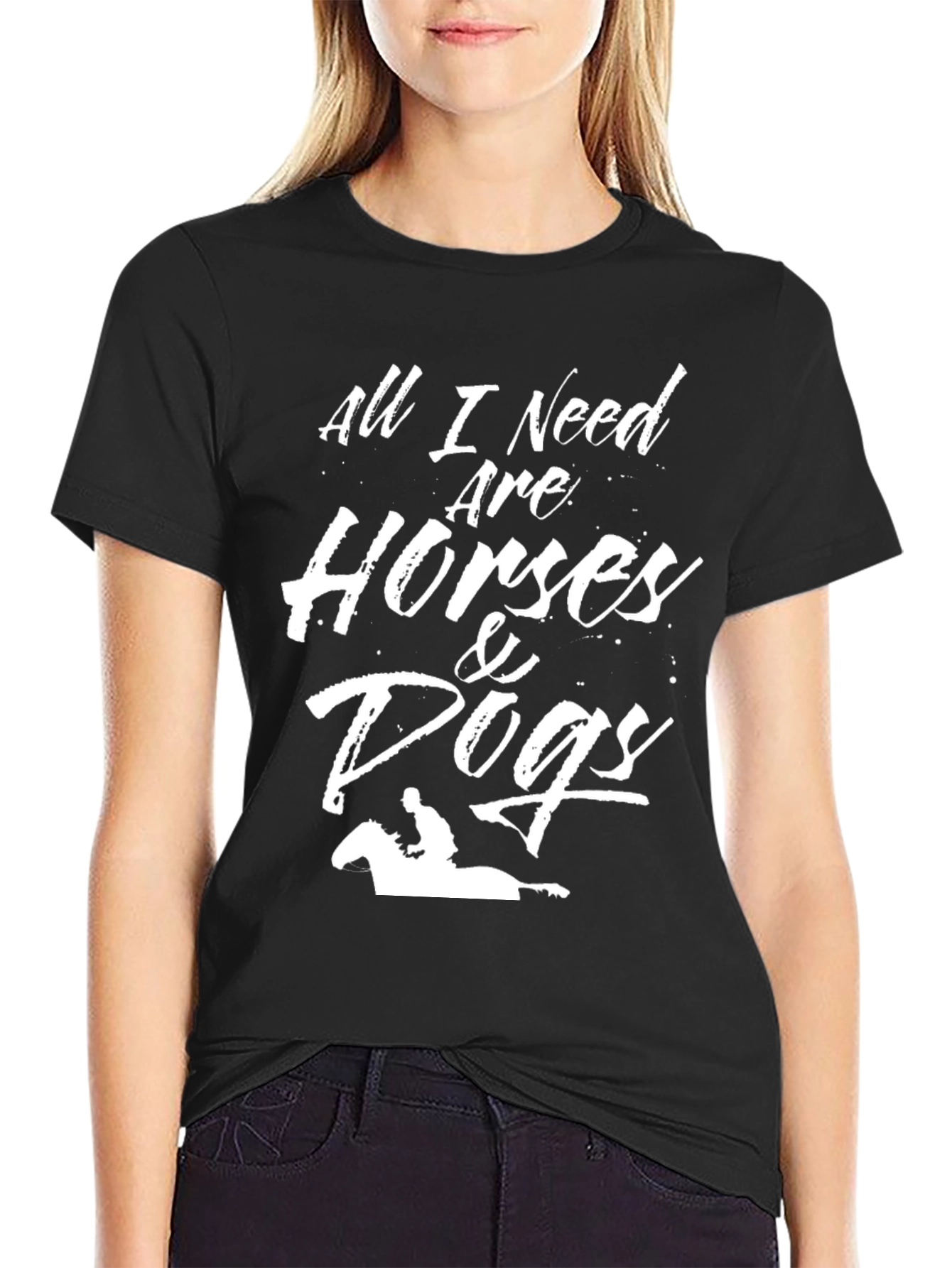 Horses & Dogs Graphic Tee - Black