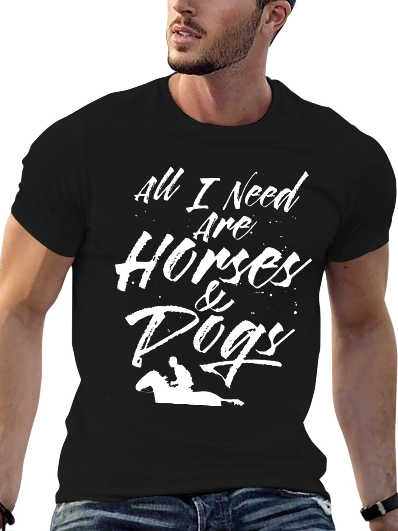 Horses & Dogs Graphic Tee - Black