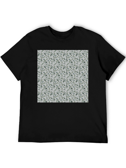 Leaf Pattern Crew Neck T-Shirt