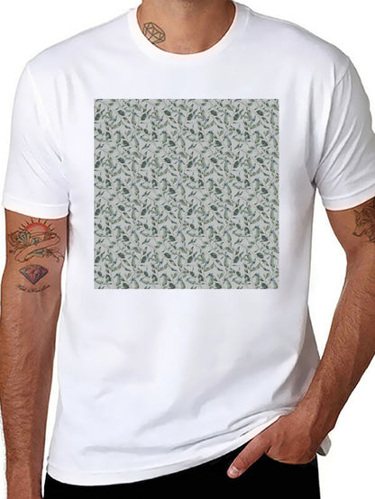 Leaf Pattern Crew Neck T-Shirt