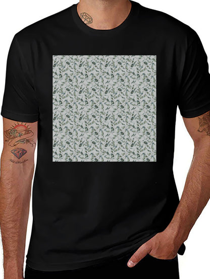Leaf Pattern Crew Neck T-Shirt