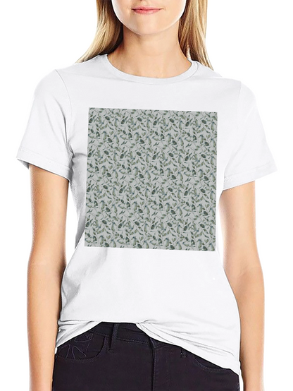 Leaf Pattern Crew Neck T-Shirt