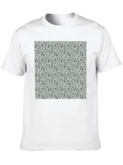 Leaf Pattern Crew Neck T-Shirt