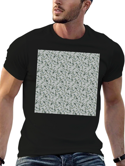 Leaf Pattern Crew Neck T-Shirt