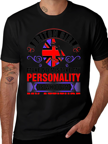 Briton Girl Personality Graphic Tee - Black