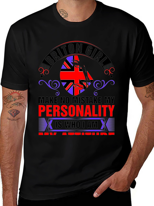 Briton Girl Personality Graphic Tee - Black