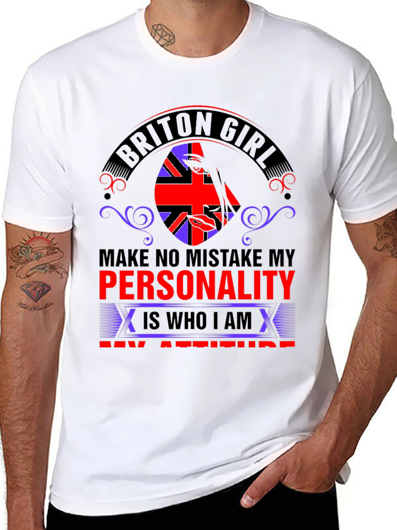 Briton Girl Personality Graphic Tee - Black