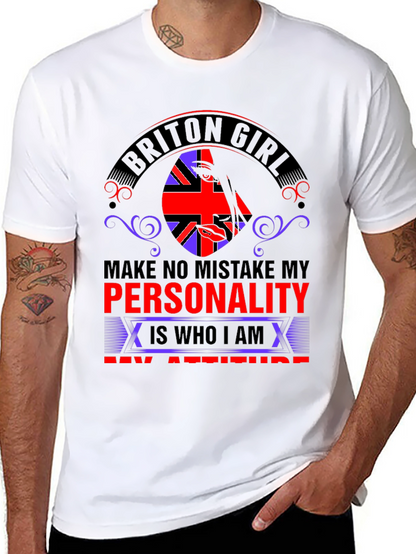 Briton Girl Personality Graphic Tee - Black