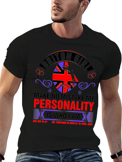 Briton Girl Personality Graphic Tee - Black