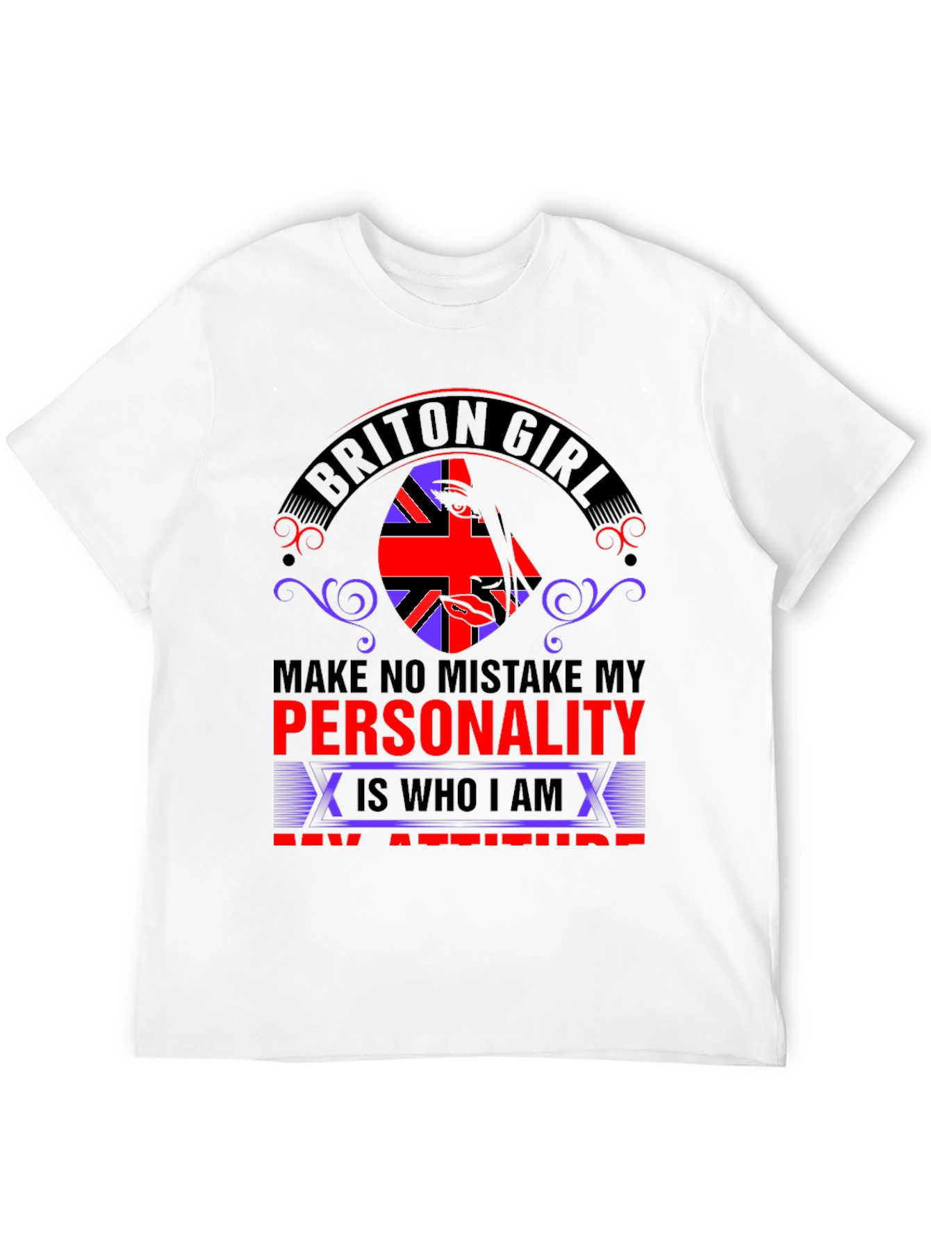 Briton Girl Personality Graphic Tee - Black