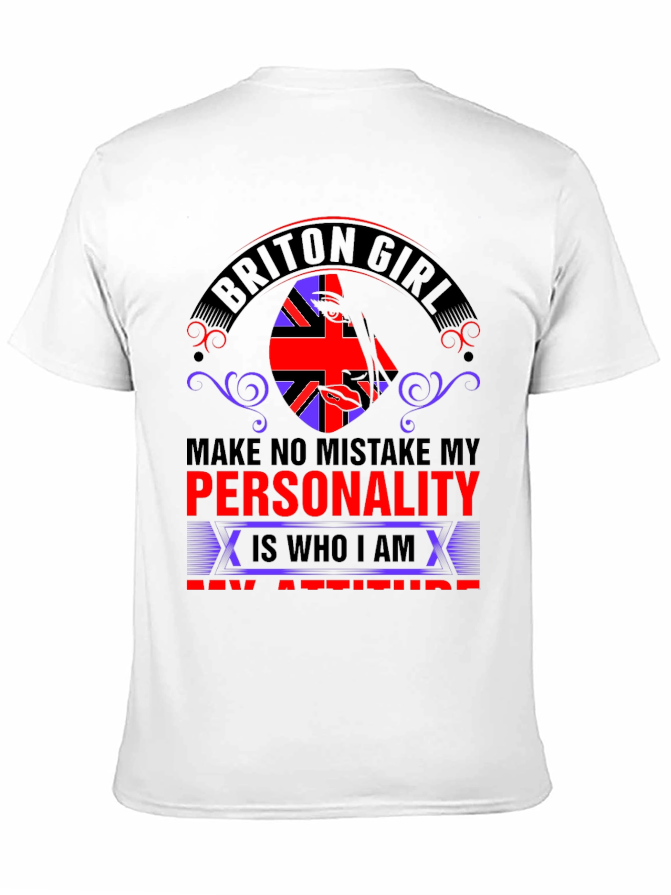 Briton Girl Personality Graphic Tee - Black