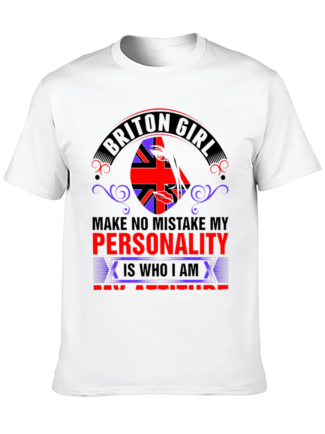 Briton Girl Personality Graphic Tee - Black