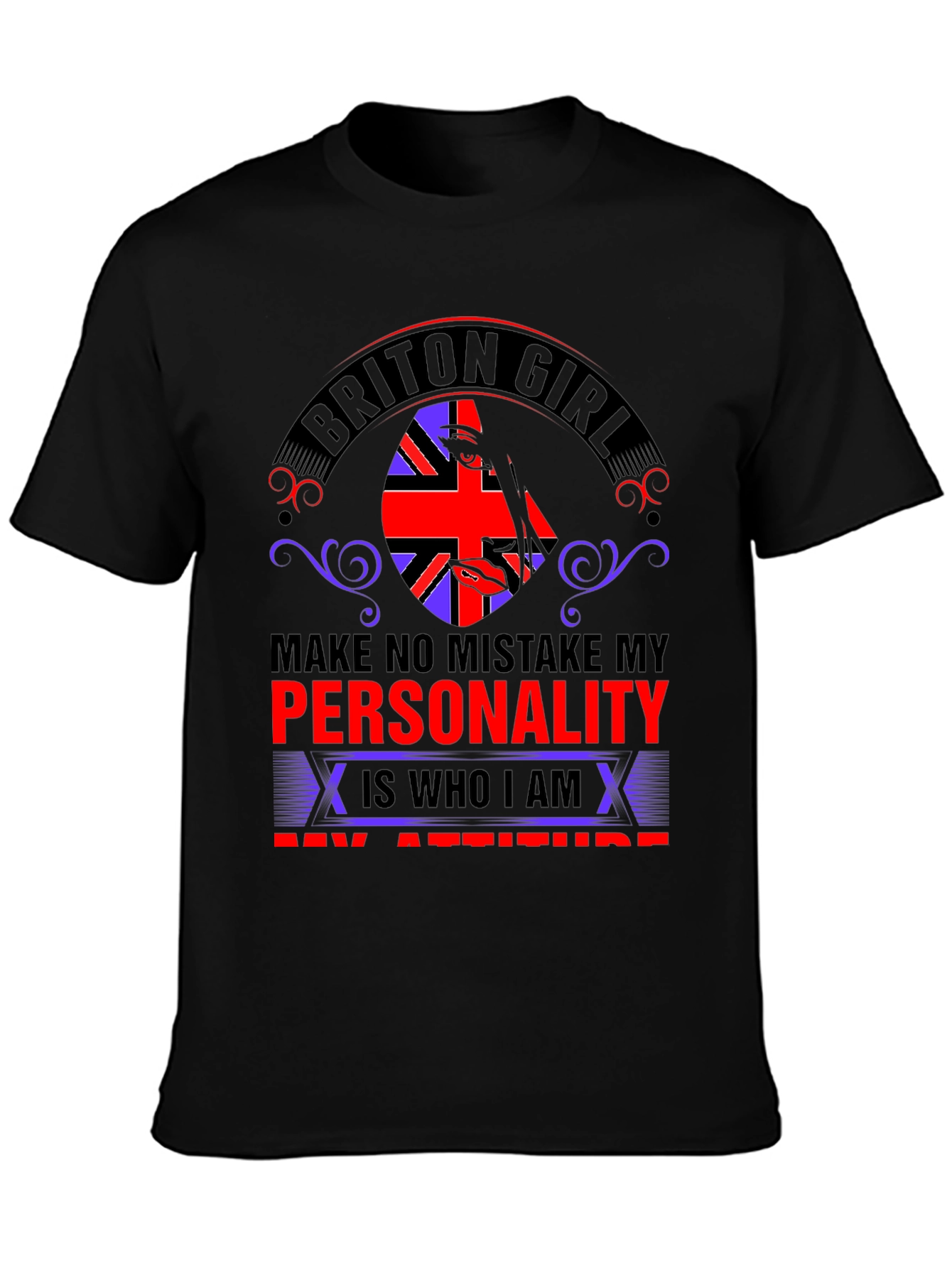Briton Girl Personality Graphic Tee - Black
