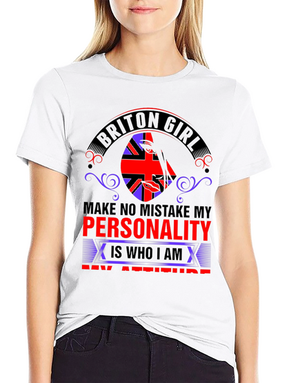 Briton Girl Personality Graphic Tee - Black