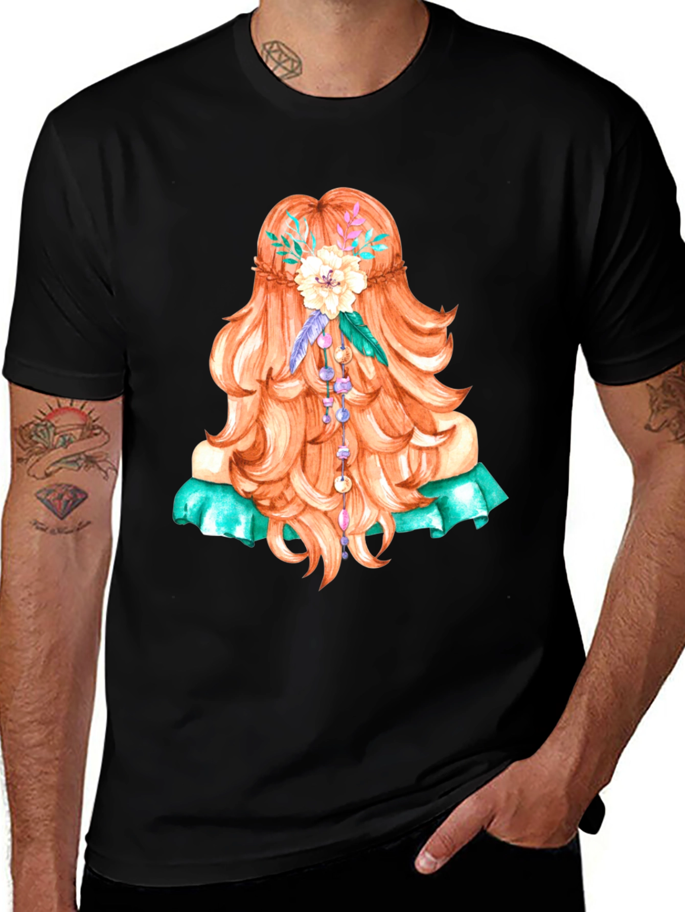 Boho Girl Hair Graphic T-Shirt - Artistic Style