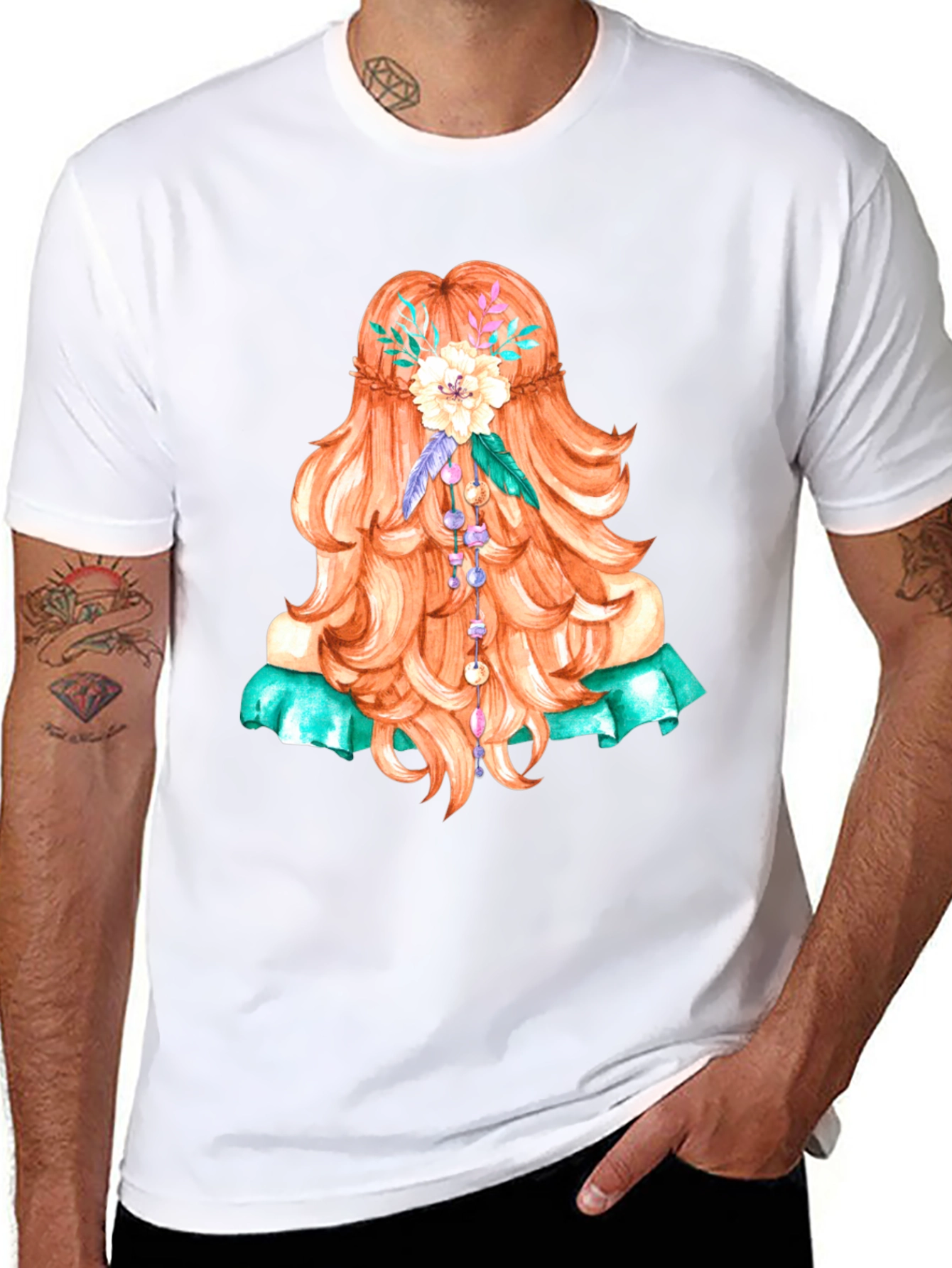 Boho Girl Hair Graphic T-Shirt - Artistic Style