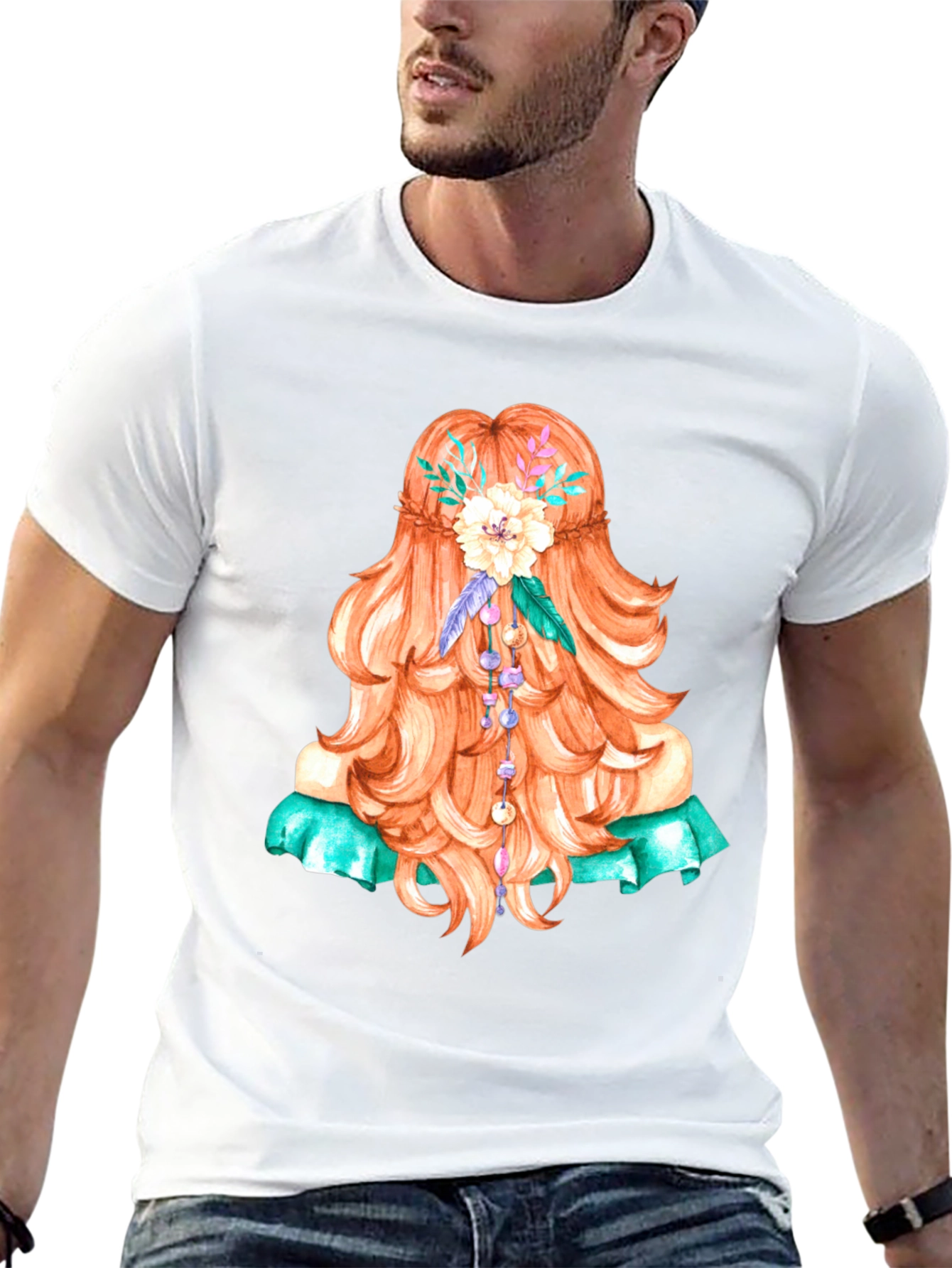 Boho Girl Hair Graphic T-Shirt - Artistic Style