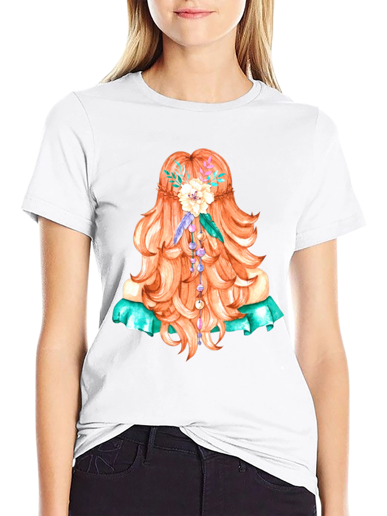 Boho Girl Hair Graphic T-Shirt - Artistic Style