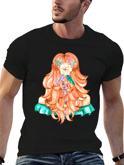 Boho Girl Hair Graphic T-Shirt - Artistic Style