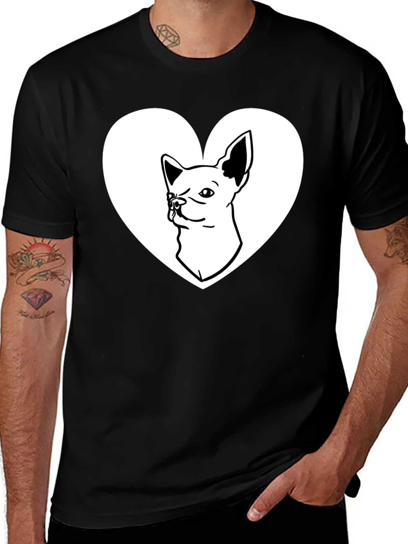 Chihuahua Heart Graphic Tee - Love My Dog Shirt