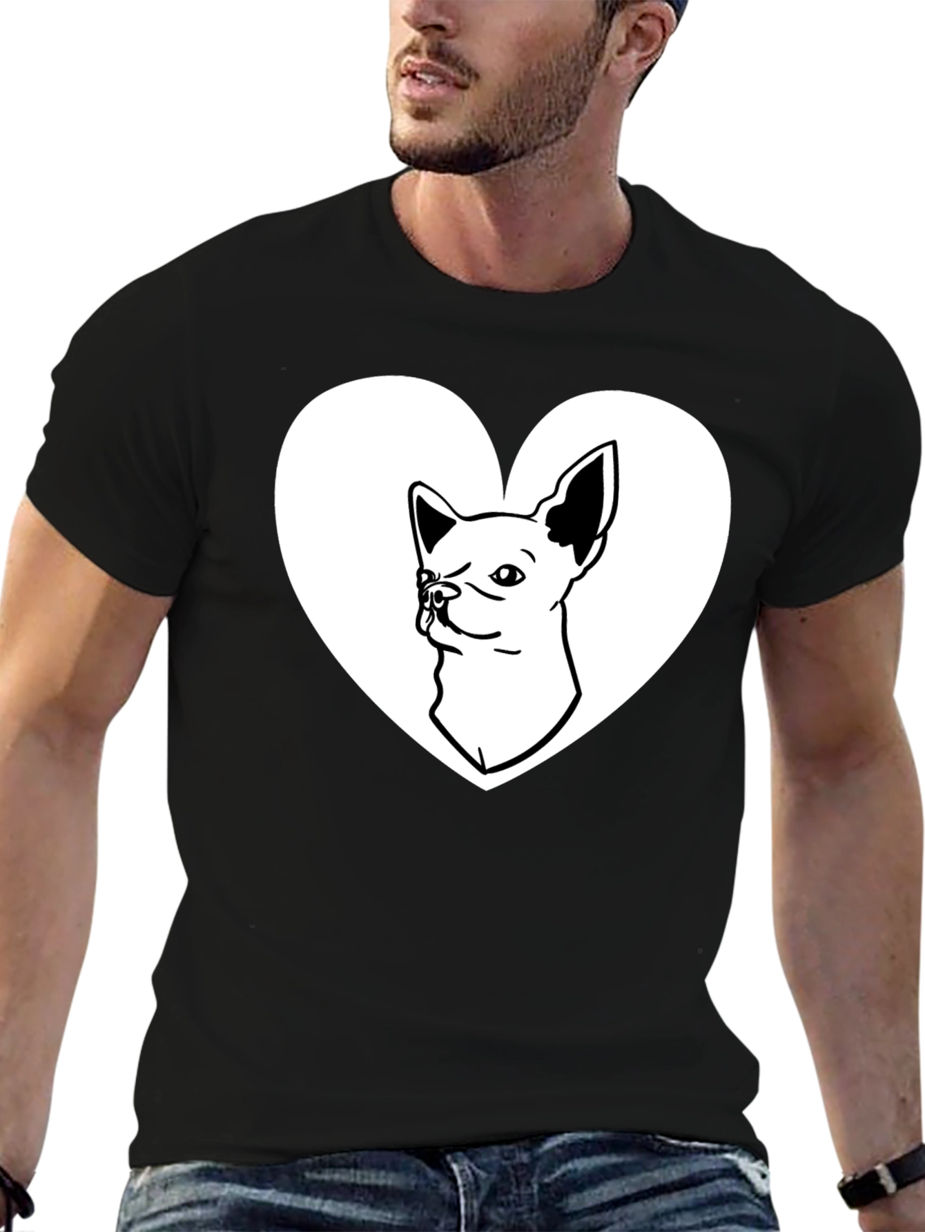 Chihuahua Heart Graphic Tee - Love My Dog Shirt