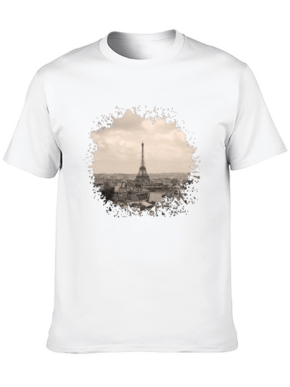 Eiffel Tower Graphic Print Black T-Shirt