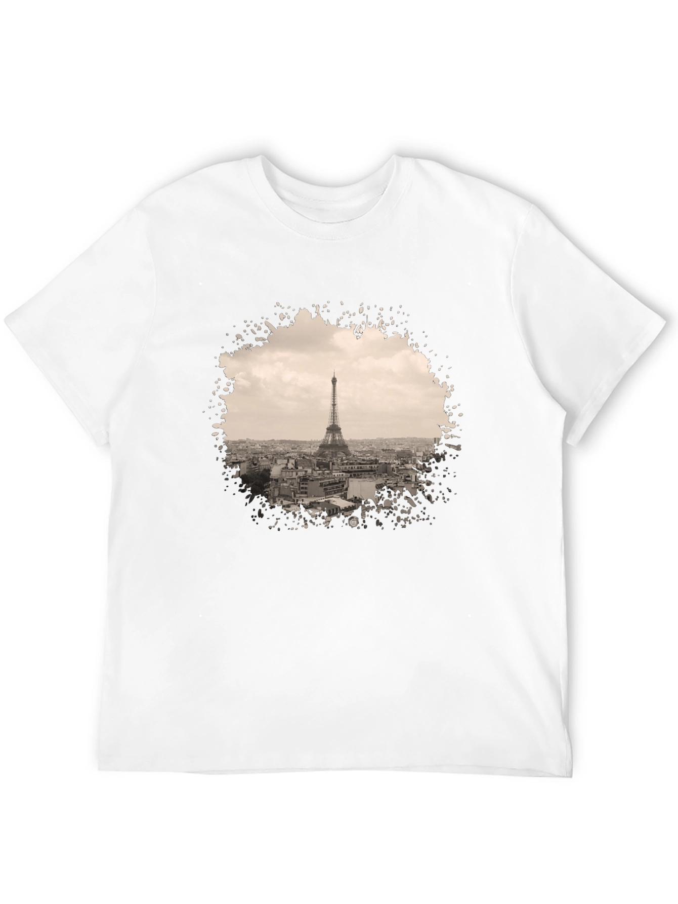 Eiffel Tower Graphic Print Black T-Shirt