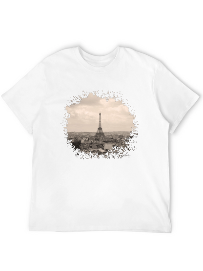 Eiffel Tower Graphic Print Black T-Shirt