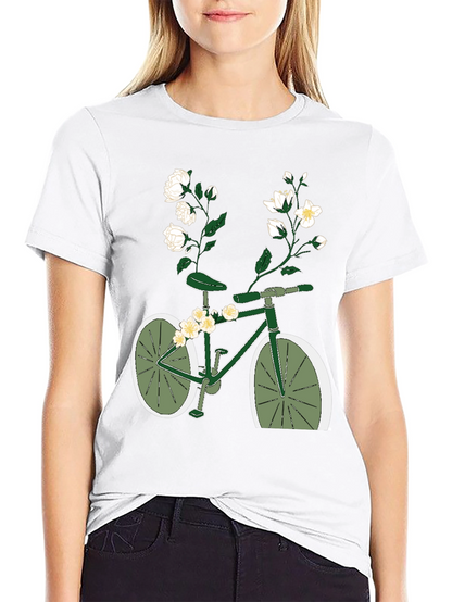 Floral Bicycle Graphic Tee - Unique Design