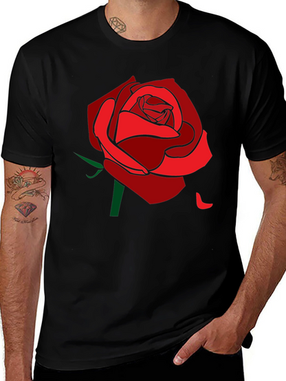 Rose Graphic Tee - Stylish Mens Black T-Shirt