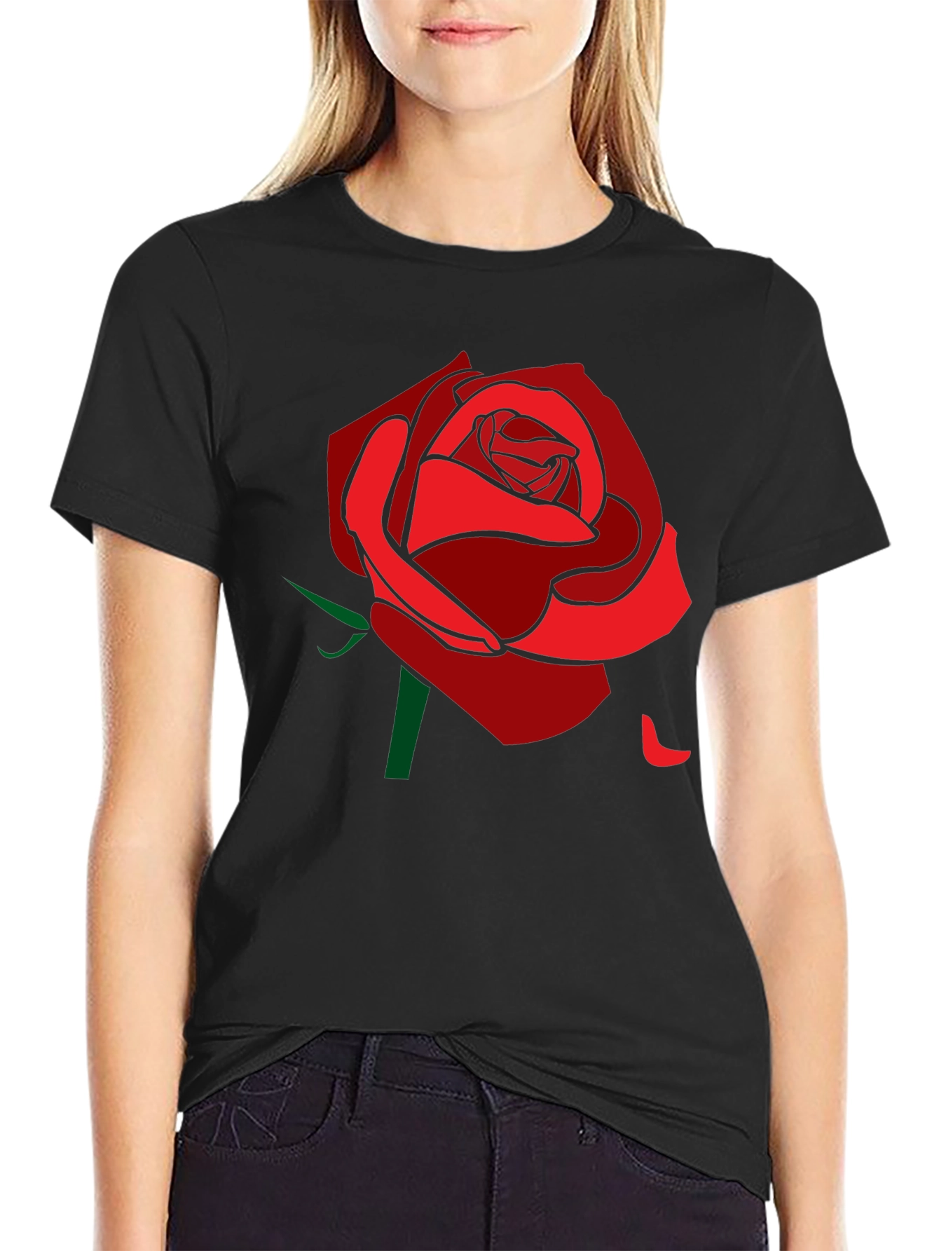 Rose Graphic Tee - Stylish Mens Black T-Shirt