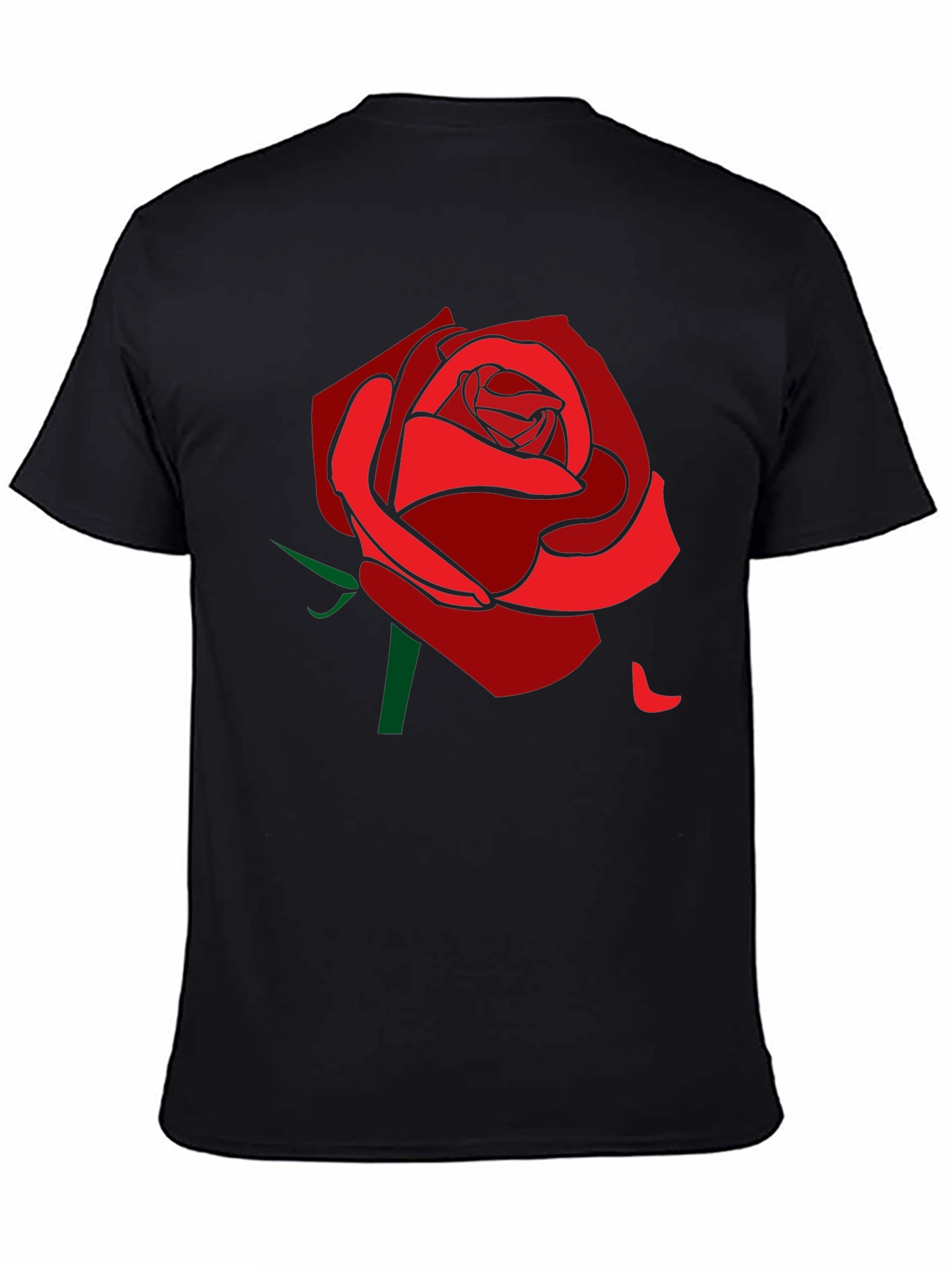 Rose Graphic Tee - Stylish Mens Black T-Shirt
